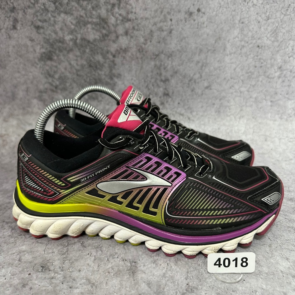 Brooks Glycerin 13 Running Shoes Womens 8.5 Black Purple 3D Fit Print 1201971B